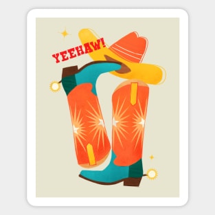 Yeehaw! Bright Cowboy Boots Magnet